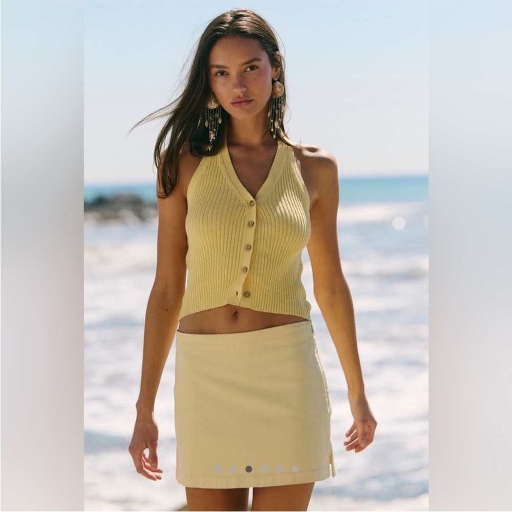 Free People Ali sweater top in banana cream (yellow) NWT - Picture 4 of 6